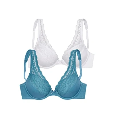 Abbildung von Lascana 2 PACK Triangel BH, Damen, Größe: 70A, Blau weiß