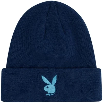Abbildung von Concept One Playboy Beanie Mütze Cuffed Knit Winter Cap mit Logo, Marineblau, Einheitsgröße