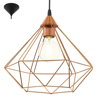 Abbildung von Eglo 94194 Hängeleuchte Tarbes E27 1X40W Kunststoff schwarz, Stahl kupferfarben orientalisch H:110 Ø32,5cm dimmbar