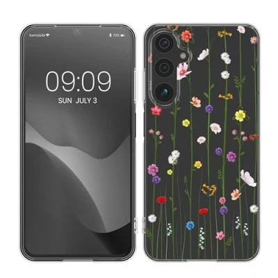 Abbildung von kwmobile Case kompatibel mit Samsung Galaxy A25 Hülle Silikon Transparent Wildblumen Ranke Mehrfarbig
