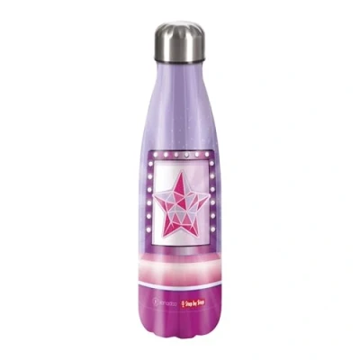 Abbildung von Step by Isolierte Trinkflasche aus Edelstahl Star Stella, rosa, für kohlensäurehaltige Getränke, auslaufsicher mit Schraubverschluss, BPA frei und 100% recycelbar, Schule &amp; Freizeit, 0,5 Liter