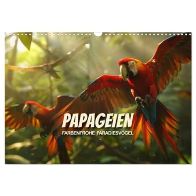 Abbildung von Papageien Farbenfrohe Paradiesvögel (Wandkalender 2025 DIN A3 quer), CALVENDO Monatskalender