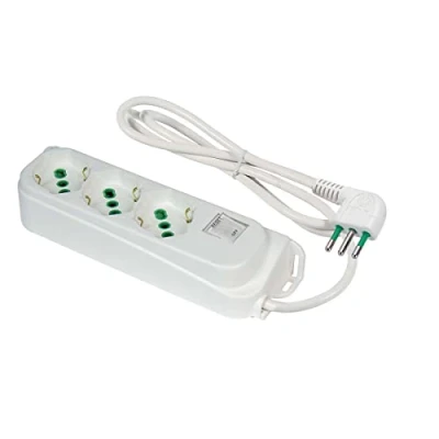 Abbildung von FANTON 474604ECO Mehrfachsteckdose Omega ECO ReLife 3 Bypass /Schuko Steckdosen 2P+T 16A Kabel 1,5 m. Kleiner Stecker 10A + automatischer beleuchteter Überlastschalter, Weiß
