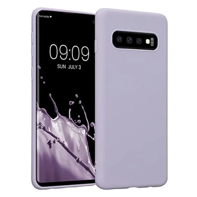 Abbildung von kwmobile Hülle kompatibel mit Samsung Galaxy S10 weiches TPU Silikon Case Cover geeignet für kabelloses Laden Lavendel