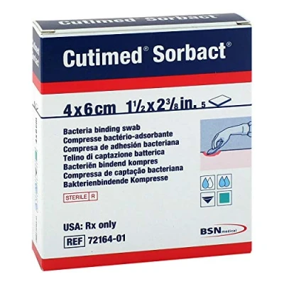 Abbildung von Cutimed Sorbact Kompressen 4x6 cm 5 St