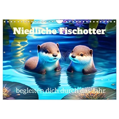 Abbildung von Niedliche Fischotter begleiten dich durch das Jahr (Wandkalender 2025 DIN A4 quer), CALVENDO Monatskalender