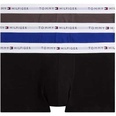 Abbildung von Tommy Hilfiger Herren 3er Pack Boxershorts Trunks mit Logobund, Mehrfarbig (Blk/Drk Ash/WDG Blu), M