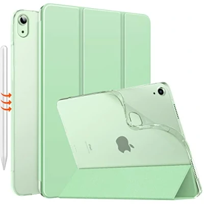 Abbildung von MoKo für iPad Air 6. Generation 11 Zoll Hülle M2 2024/iPad 5./4. Gen 2022/2020, Transluzent Matt Weich TPU Rückseite Hülle, Unterstützt Pencil Pro/2/USB C, Grün