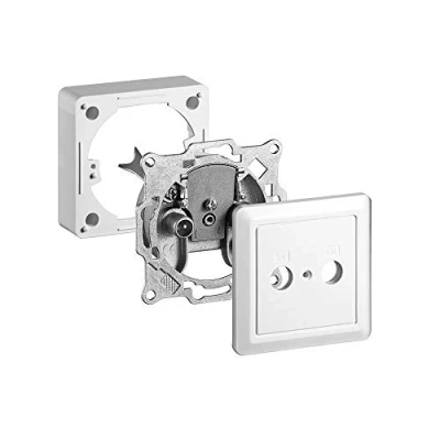 Abbildung von Goobay 68851 SAT Antennensteckdose Set / 2 Loch Antennenkabel Anschluss Stich End Aufputzsteckdose für Kabelfernsehen Multimediadose ohne DC Durchgang Weiß