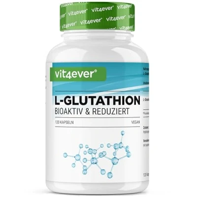 Abbildung von L Glutathion 120 Kapseln mit 500 mg je Kapsel Premium: Reduziertes &amp; bioaktives aus Fermentation Hochdosiert Vegan