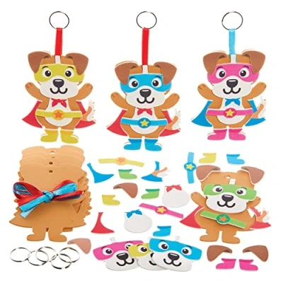 Abbildung von Baker Ross FX731 helden Mix und Match Hunde Schlüsselanhänger Bausätze 8er Packung, Schaumstoff Bastelsets für Kinder