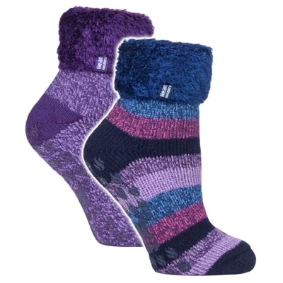 Abbildung von HEAT HOLDERS Damen 2 Paar Kuschelsocken Dicke Weich Flauschig Haussocken Warme Thermo Bettsocken mit Noppen (37 42, HHL17 / HHL18)