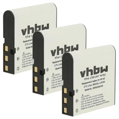 Abbildung von vhbw 3X Akku kompatibel mit Praktica DX2, DV HD12, 10.10 FHD, DX 1, DVC 510, DR15, DR 15, 14.1 HDMI Kamera (950 mAh, 3,6 V, Li Ion)