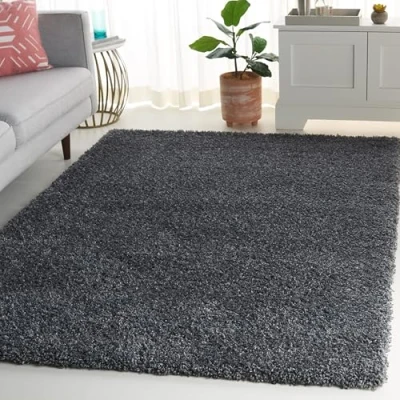 Abbildung von SAFAVIEH Zottelig Teppich für Wohnzimmer, Esszimmer, Schlafzimmer California Shag Collection, Hoher Flor, Dunkelgrau, 160 X 229 cm