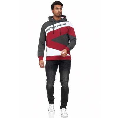 Abbildung von Rusty Neal Kapuzenpullover, Herren, Größe: XXL, Anthrazit / weiß bordo