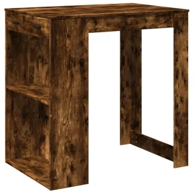 Abbildung von vidaXL Bartisch, Stehtisch mit 2 Ablagen Schublade, Tresentisch für Küche Wohnzimmer Essbereich, Küchentisch Bistrotisch, Räuchereiche Holzwerkstoff