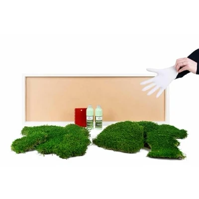 Abbildung von DIY Moosbild 100% Flachmoos, selber Machen, Wandbild kleben, Do it Yourself Set Moos kleben Wanddeko selbst herstellen (Weiß, 100x35 cm)
