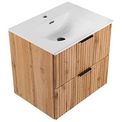 Abbildung von Lomadox Waschtisch ADELAIDE 56, Wotaneiche mit gerillter Front 61/58,5/46 cm