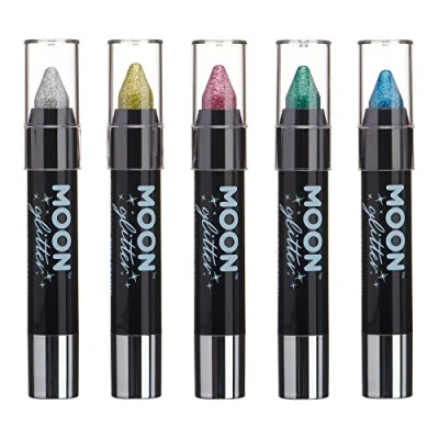 Abbildung von Holographischer Glitzer Lackstift/Körperkreide Make up für das Gesicht &amp; Körper von Moon Glitter 3.5gr Set mit 5 Farben