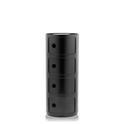 Abbildung von Kartell Componibili, 4 Elements, Schwarz, Runde Basis