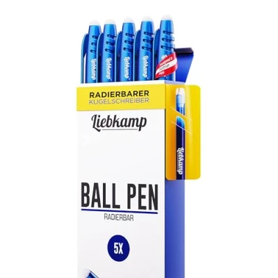 Abbildung von LIEBKAMP Ball Pen [5 Stk] Radierbarer Kugelschreiber, Tintenroller Radierbar, Gelstifte Radierstift, Erasable Pen, Gelschreiber Radierbar