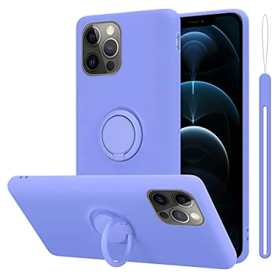 Abbildung von Cadorabo Hülle kompatibel mit Apple iPhone 13 Schutzhülle TPU Silikon Case Liquid Design Ring Slim Kratzfest Liquidsilikon Microfaser Rundumschutz für in Lila
