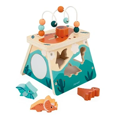 Abbildung von Janod Aktivitäten Vulkan 5 Lernspiel und Frühförderung Feinmotorik Dino Kinderspielzeug aus FSC Holz Ab 12 Monate, J05827