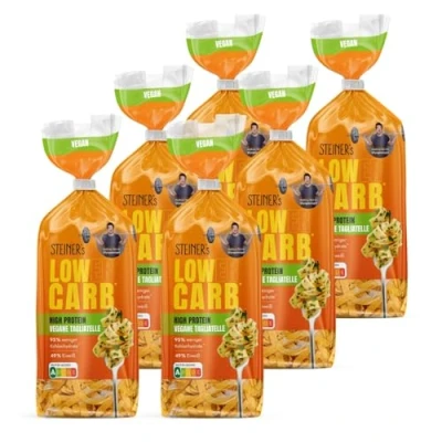Abbildung von STEINER&#039;s Pasta Nudeln High Protein Tagliatelle 95% weniger Kohlenhydrate 49g low carb, ballaststoffreich, (STEINER&#039;s Tagliatelle, 6x250g)