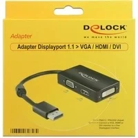 Abbildung von Delock 62656 Adapterkabel DisplayPort 1.1 Stecker &gt; 1 x VGA + HDMI DVI 24+1 schwarz