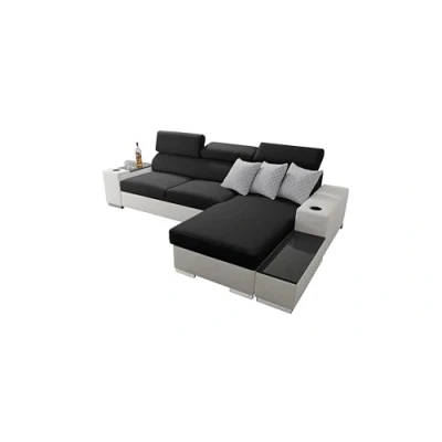 Abbildung von All4All Ecksofa mit Schlaffunktion Sante 291x182 cm Sofa Bettkasten Schlafsofa L Form Eckcouch für 3 Personen Seite rechts Schwarz/Weiß Sawana 14 + EKJ 1 Modern 26