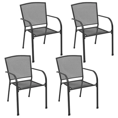 Abbildung von vidaXL Gartenstuhl Gartenstühle 4 Stk. Mesh Design Anthrazit Stahl (4 St)