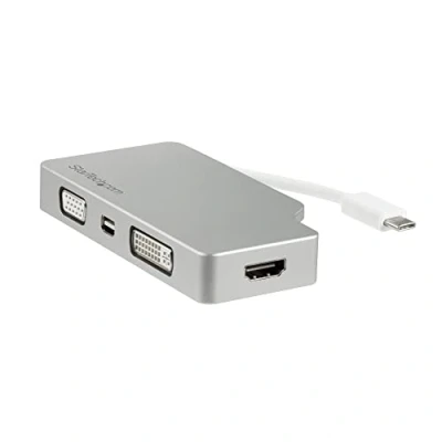 Abbildung von StarTech.com Aluminium Reise A/V Adapter 4 in 1 USB C auf VGA, DVI, HDMI oder mDP Type 4K