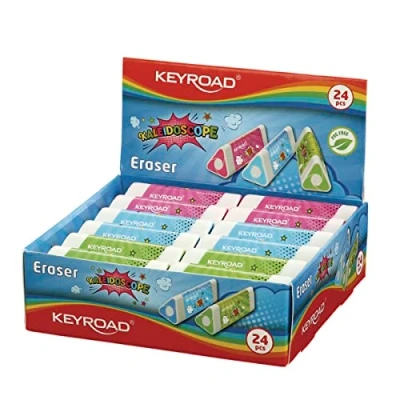 Abbildung von KEYROAD Radiergummi/Radierer für Bleistift und Buntstift/ 24 Stücke verpackt im Display/Mischung aus Farben/Ideal Schule Büro