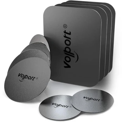 Abbildung von volport Metallplatte für Magnet Handy Halterung, 10 Stück Metallplättchen Selbstklebend KFZ Magnetische Handyhalter mit Starkem Kleber Metall Platte und Klebefolie Auto Zubehör