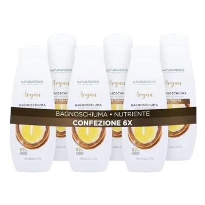 Abbildung von Naturaverde Natural Beauty Argan Pflegendes Badegel, Körperduschgel, Inhaltsstoffe natürlichen Ursprungs, 6 x 750 ml