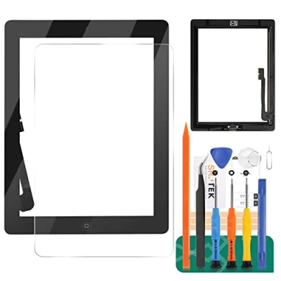 Abbildung von Ersatz Touchscreen Digitizer Glas, für iPad 3, 3. Generation, A1416, A1403, A1430, Touch Display Panel Reparaturteil Set, mit gehärtetem Werkzeug und Home Taste (No LCD Display) (schwarz)