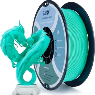 Abbildung von ZIRO Matte PLA Filament 1.75mm, 1kg 3D Drucker Filament, High Toughness PLA, Dimensional Accuracy +/ 0.03mm, Cyan