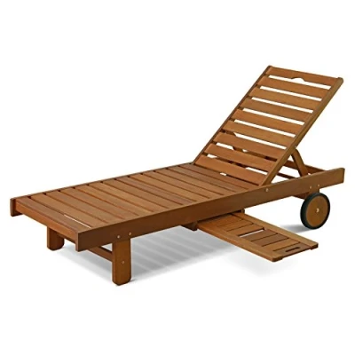 Abbildung von Furinno Tioman Outdoor Hartholz Sonnenliege mit Ablage, holz, Natürlich, 59.69 x 30.48 cm