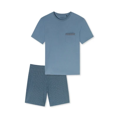 Abbildung von Schiesser Herren Schlafanzug kurz Rundhals Comfort Nightwear Pyjamaset, Graphit_180261, 52