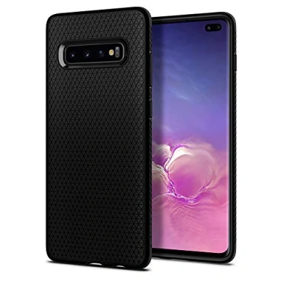 Abbildung von Samsung Galaxy S10 Plus Hülle Silikon Spigen Soft Case/Backcover Handyhülle Schwarz Shockproof/Stoßfest