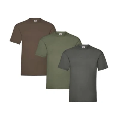 Abbildung von Fruit of the Loom Herren Heavy T Shirt 3er Pack, 1 x Schokolade, Olive, Graphit und HL Kauf Notizblock, XL
