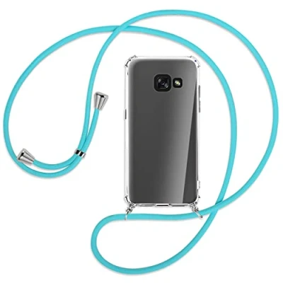 Abbildung von mtb more energy® Handykette kompatibel mit Samsung Galaxy A3 2017 (SM A320, 4.7&#039;&#039;) türkis Smartphone Hülle zum Umhängen Anti Shock Full TPU Case