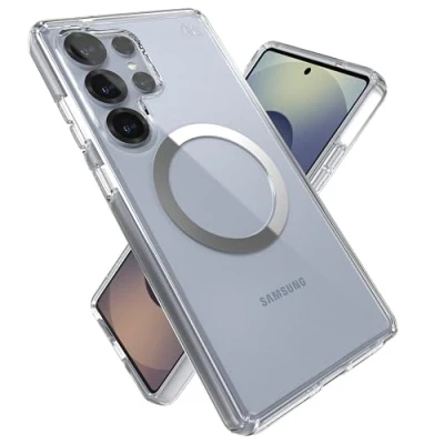 Abbildung von Speck Samsung Galaxy S25 Ultra Hülle Magnethülle, 3,5 m Fallschutz, Anti Vergilbung Magsafe erhöhte Einfassung und verbesserte Tasten Presidio Perfect Clear