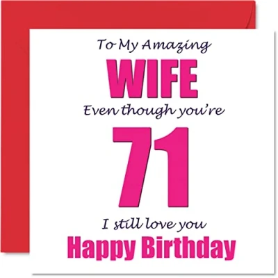 Abbildung von Lustige Geburtstagskarte zum 71. Geburtstag für die Ehefrau I Still Love You Happy Birthday Karte vom Ehemann Partner, siebzig erste Ehefrau, Banter Geschenke, 145 mm x