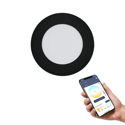 Abbildung von Eglo 900106 LED Einbauleuchte FUEVA Z schwarz H:2.6 Ø:12cm rund IP20/44 dimmbar 2700 6500K mit Connect Funktion
