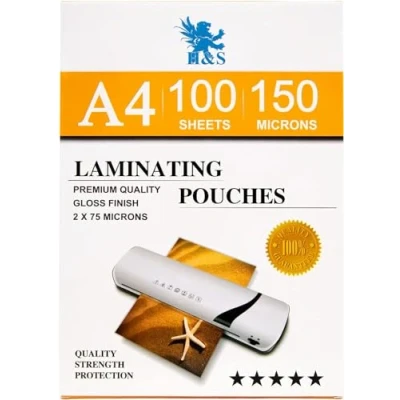 Abbildung von H&amp;S Laminiergerät Laminierfolien 100 Stück A4 Transparente glänzende Laminierfolie