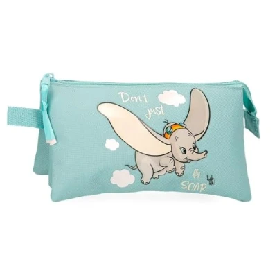 Abbildung von Joumma Disney Dumbo Fly Dreifach Federmäppchen, blau, 22 x 12 5 cm, Polyester, 1,32 l, Talla única, Dreifachmäppchen