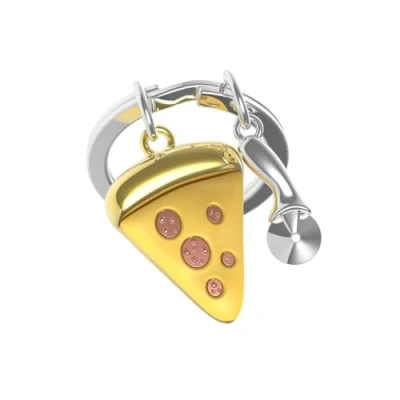 Abbildung von O meta[l]morphose METALMORPHOSE Schlüsselanhänger Pizza Geschenk für Herren, Damen, gelb, one size