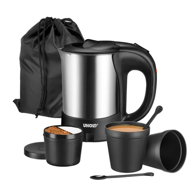 Abbildung von Unold Wasserkocher &quot;18575&quot;, 0,5 l, 1000 W, inkl. 2 Becher, Löffel, Behälter für Zutaten und Aufbewahrungsbeutel