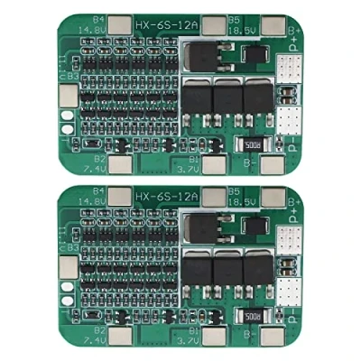 Abbildung von 2 Stück 6S 15A 22V 24V Lithium Batterie Schutzplatine PCB BMS Ladeplatine Überladung/Überentladung/Überstromschutz für Akku